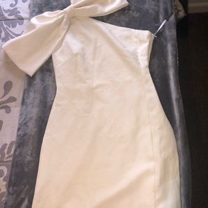 White bow shoulder dress